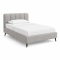 Letto matrimoniale imbottito rettangolare 160 x 200 cm in poliestere grigio chiaro