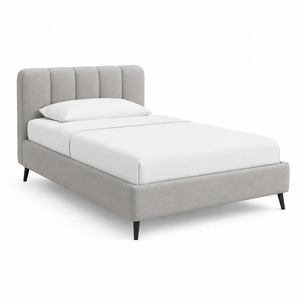 Letto matrimoniale imbottito rettangolare 160 x 200 cm in poliestere grigio chiaro