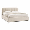 Letto matrimoniale imbottito 160 x 200 cm in poliestere beige con testiera arrotondata