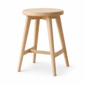 Sgabello alto da cucina in rovere massello naturale rotondo 35 x 35 x 65 cm