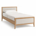 Letto singolo rettangolare 90 x 200 cm in rovere massello e poliestere beige