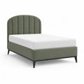 Letto matrimoniale imbottito 160 x 200 cm in velluto di poliestere verde salvia con testiera arrotondata