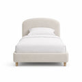 Letto singolo imbottito 90 x 190 cm con testiera arrotondata in poliestere beige