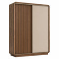 Armadio guardaroba a 2 ante scorrevoli rettangolare 120 x 60 x 200 cm in MDF effetto noce e beige