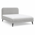 Letto matrimoniale imbottito con testiera arrotondata 160 x 200 cm in poliestere grigio