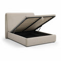 Letto contenitore matrimoniale 160 x 200 cm imbottito in poliestere beige con testiera rettangolare