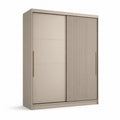 Armadio guardaroba 2 ante scorrevoli in MDF beige 180 x 60 x 220 cm