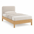 Letto singolo con testiera imbottita 90 x 200 cm in rovere naturale beige